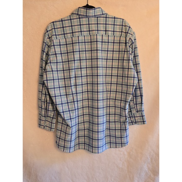 Mizzen+Main Performance Mens L Blue Plaid Long Sleeve Button Down No Wrinkles - Picture 2 of 8